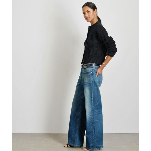 Alex Mill Cable Knit Nico Chunky Cardigan - Black Drop Shoulder Button Up Cardi - Picture 3 of 11